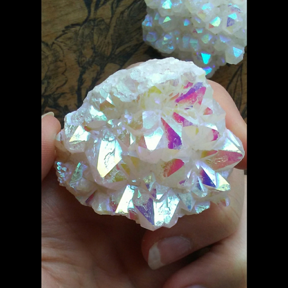 💖💜Aura Quartz Crystal Cluster - S - Picture 12 of 14